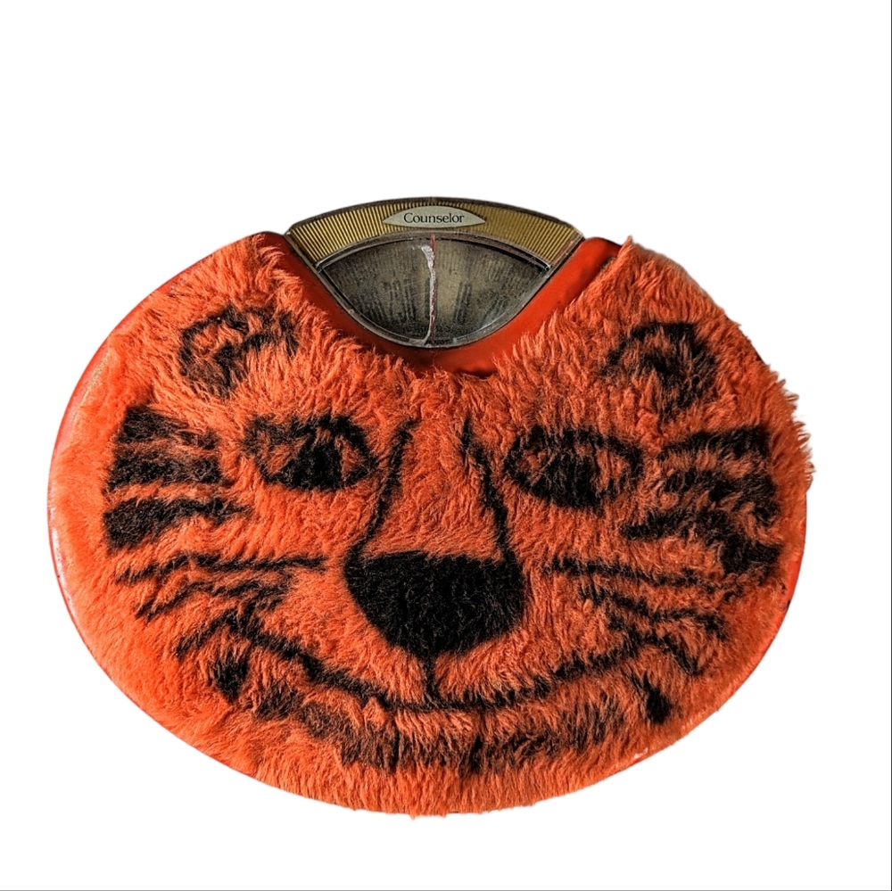 Vintage Brearley Counselor Bathroom Scales Orange Tiger Retro 70s